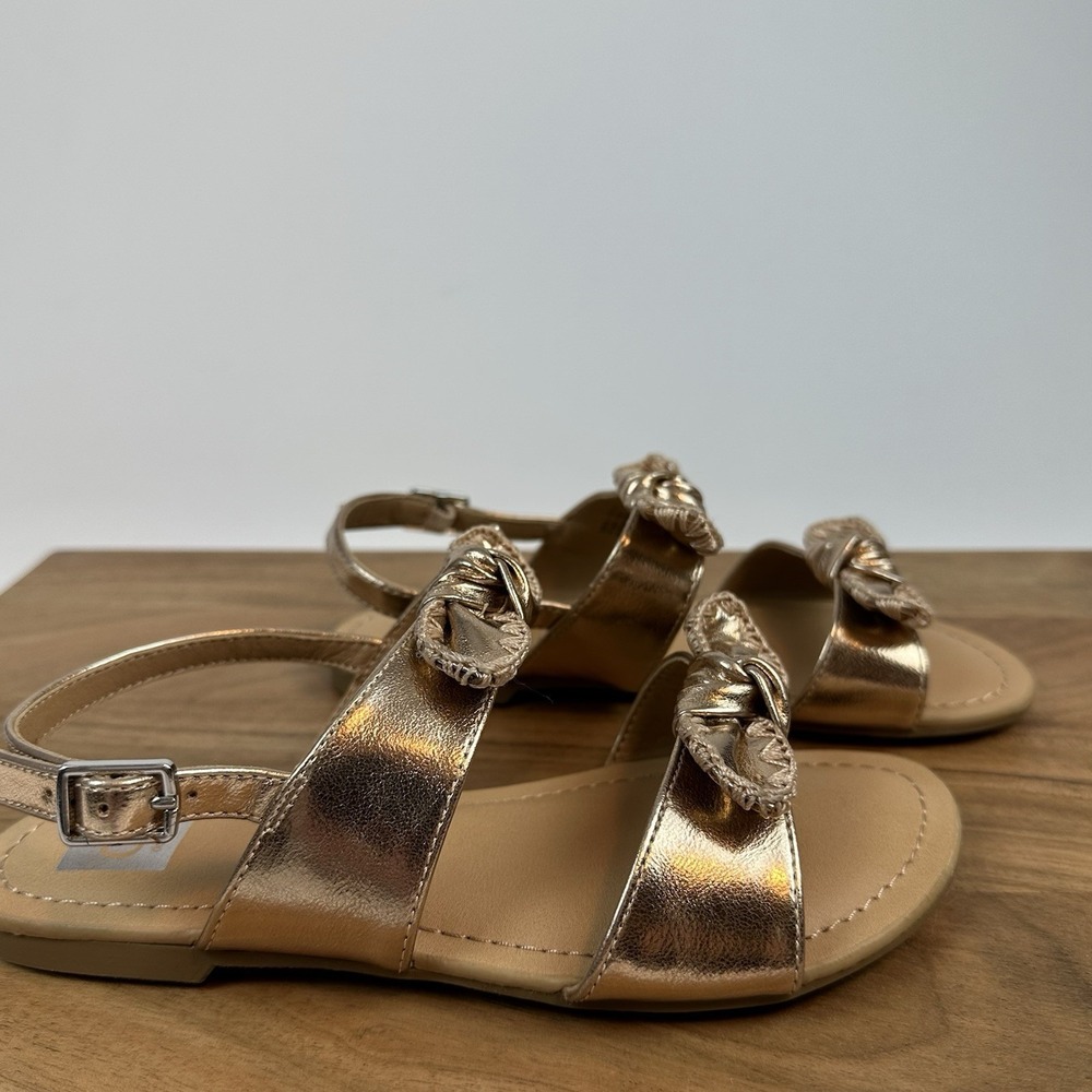 New Big‎ Kids Dolce Vita Caicey Rose Gold Bow Ankle Strap Sandals Size 2 Y